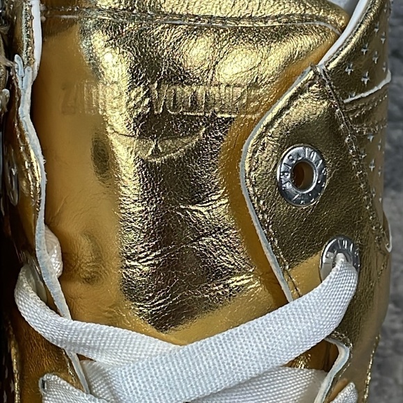 NIB Zadig & Voltaire High Flash Vintage Metal Perforated Stars Sneakers Gold 41 - Picture 7 of 16